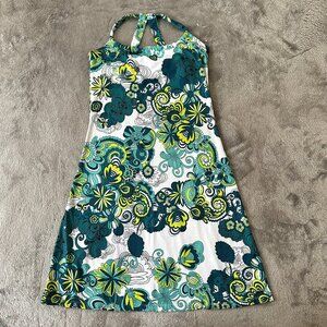 Prana Quinn Dress XS Green Floral Built In Bra Outdoor Athletic Extra Small